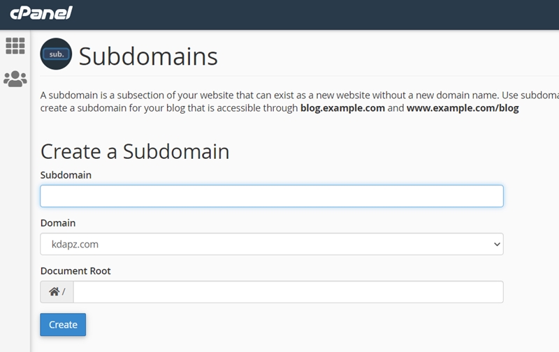 Create a Subdomain