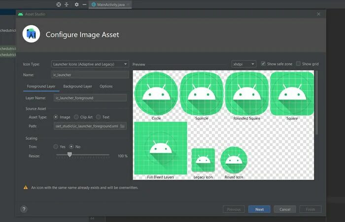 Configure image asset