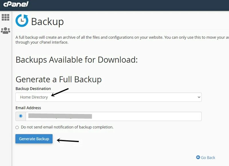 How to create a full cPanel backup